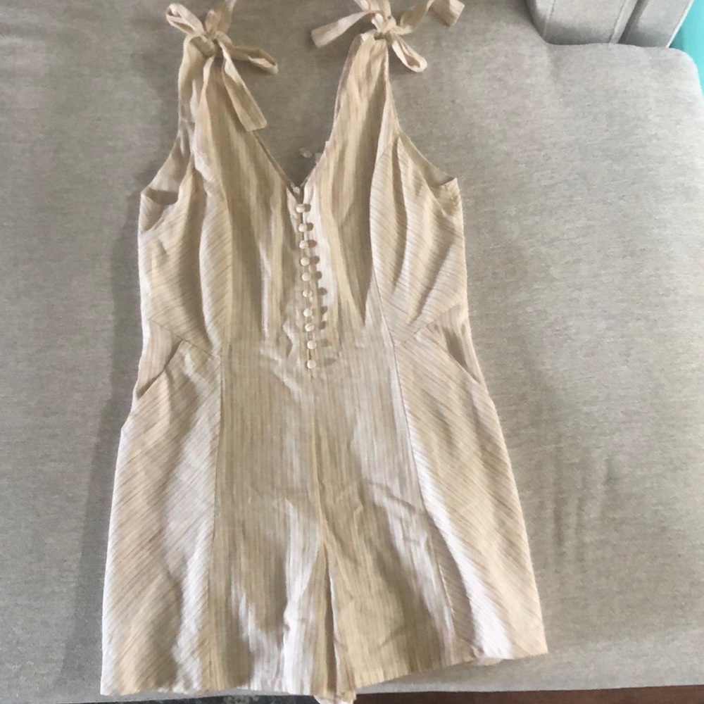 Rust and Cream Pinstripe Romper NWT